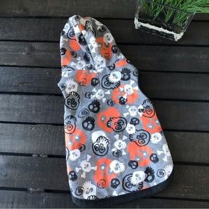 Simply Dog Hoodie Halloween Costume Gray Skull Print Size Small